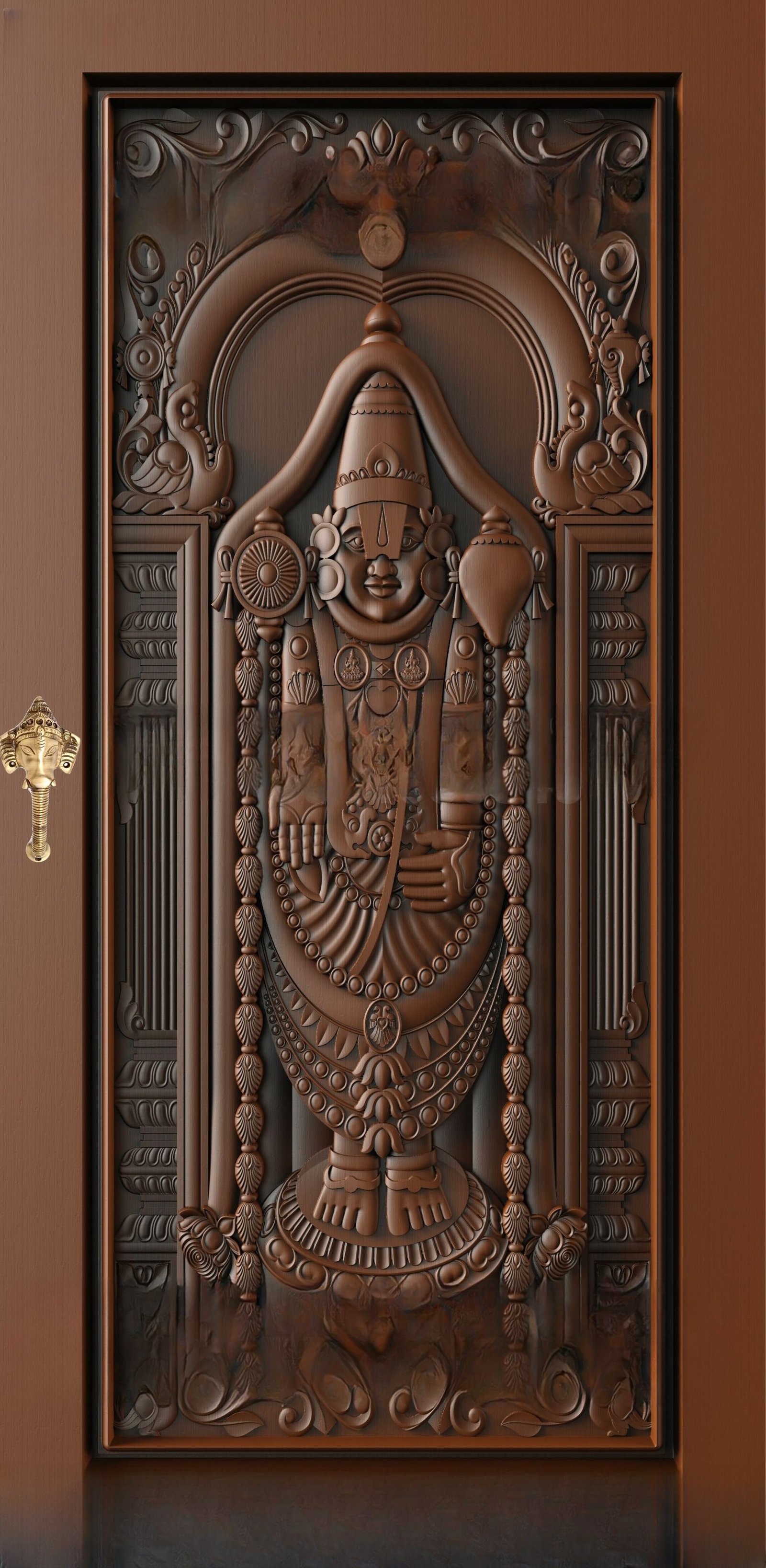 God Doors - GD-01 Lord Venkateswara Divine Carved 3D Relief Door